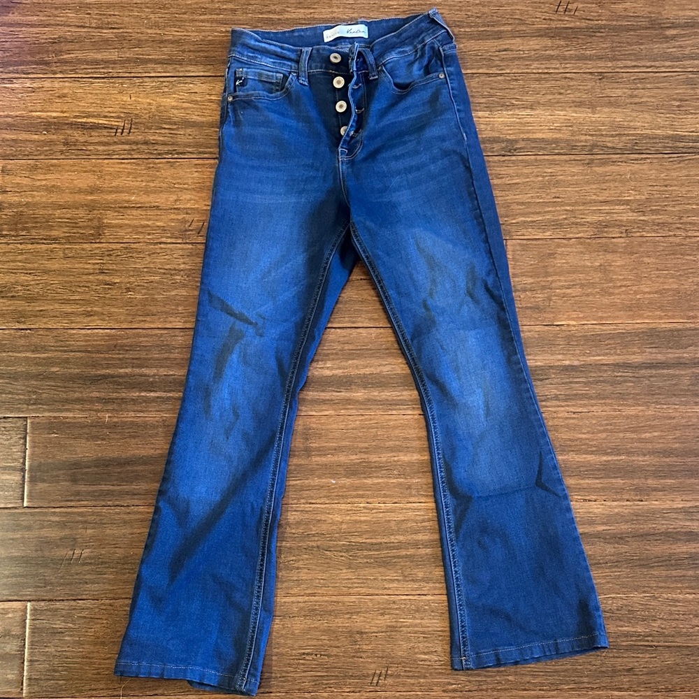 KanCan Dark Blue Flare Jeans Petite